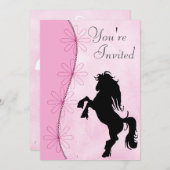 飼育シルエットホース誕生日招待状 招待状 (正面/裏面)