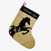 飼育パーソナライズされた馬ゴールデン ラージクリスマスストッキング (正面 (吊り時))
