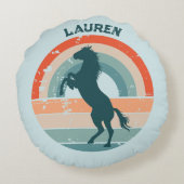 飼育ブルーホースレトロレインボーワイルドフリー ラウンドクッション (裏面)