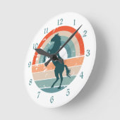 飼育ブルーホースレトロレインボー ラウンド壁時計 (傾斜)