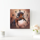 飼育湾馬時計 スクエア壁時計 (ホーム)