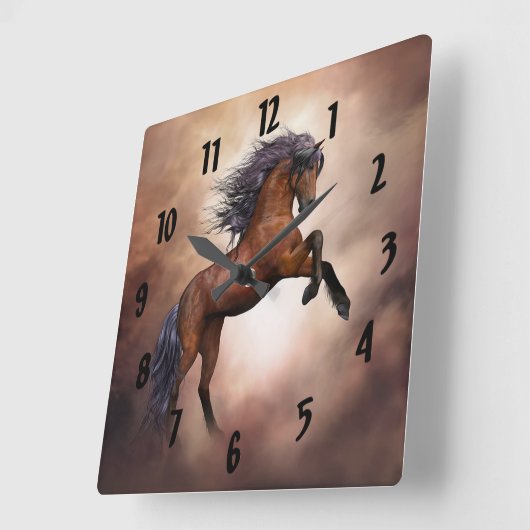 飼育湾馬時計 スクエア壁時計 (傾斜)