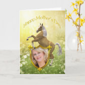 飼育馬を持つ母のデイカード カード (黄色い花)