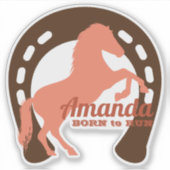 飼育馬シルエット馬蹄形パーソナライズされた シール (正面)