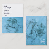 飼育馬モノグラム、ブルー、クリームのライダー 名刺 (正面/裏面)