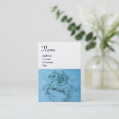 飼育馬モノグラム、ブルー、ホワイトパールに乗るライダー 名刺 (スタンド正面)