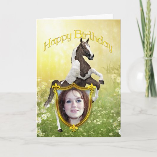 飼育馬付き誕生日カード カード (正面)