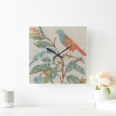 飼鳥園のコラージュII スクエア壁時計 (ホーム)