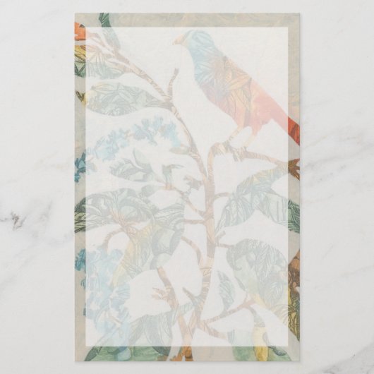 飼鳥園のコラージュII 便箋 (正面)