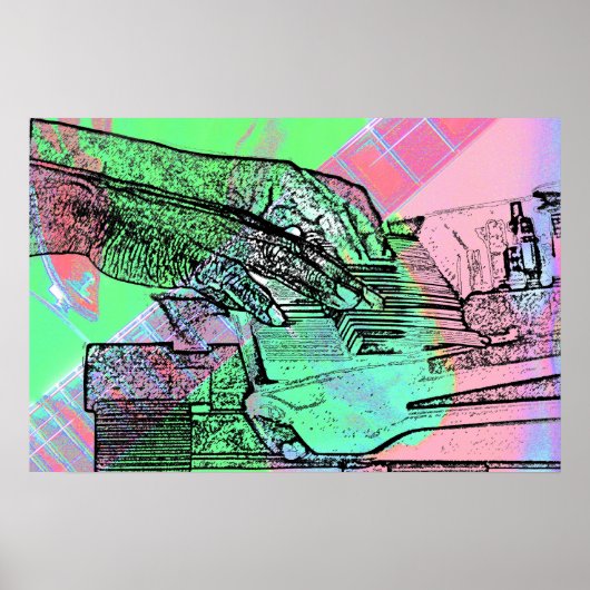 飽和ギターハンドネック上にピアノハンド ポスター (正面)