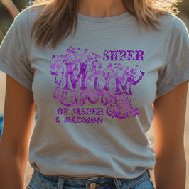 飾すごいり紫色の子供はトップに名前 Tシャツ