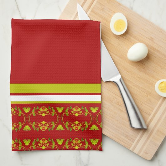 飾はっきりしたりプリントで キッチンタオル (四つ折り)