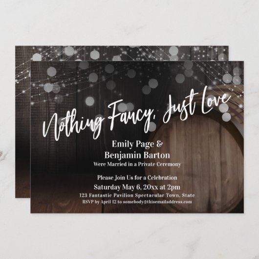 飾らない愛が欲しい 木樽と灯りだけがあればいい 招待状 (正面/裏面)