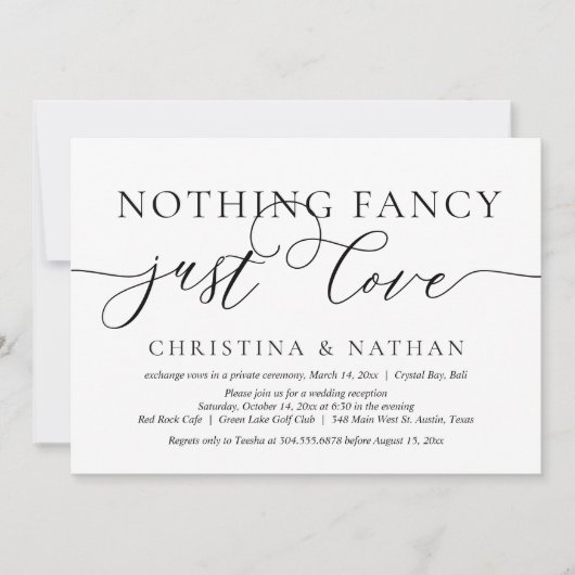 飾らない愛だけを　結婚式おふたりだけのもの 招待状 (正面)