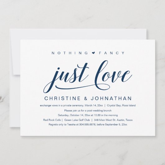 飾らない愛だけを　結婚式は挙式のみで 招待状 (正面)