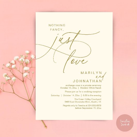 飾らない愛を込めたロマンティックな結婚式のディナー 招待状