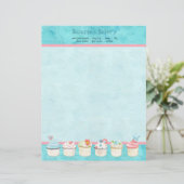 飾られたカップケーキのカスタムなケーキビジネス文房具 レターヘッド (スタンド正面)