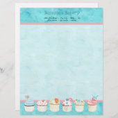 飾られたカップケーキのカスタムなケーキビジネス文房具 レターヘッド (正面/裏面)