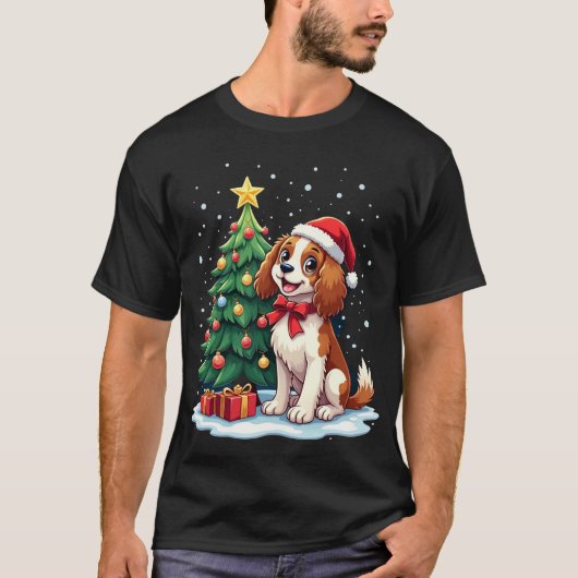 飾られたクリスマスの楽しいお祭りの犬のコスチューム Tシャツ (正面)