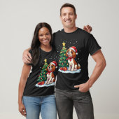 飾られたクリスマスの楽しいお祭りの犬のコスチューム Tシャツ (ユニセックス)