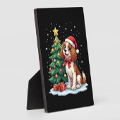 飾られたクリスマスの装飾付きの面白い犬の衣装 フォトプラーク (側面)