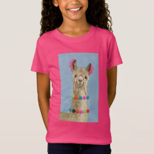 飾られたラマ-ベージュ色 Tシャツ
