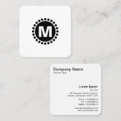 飾られた円の点のモノグラム-黒 スクエア名刺 (正面/裏面)