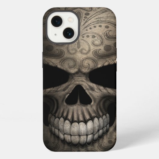 飾られた暗いスカル iPhoneケース (裏面)