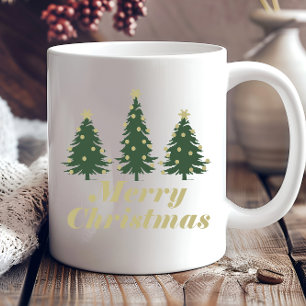 飾られた松の木のホリデー クリスマスのアイデア コーヒーマグカップ
