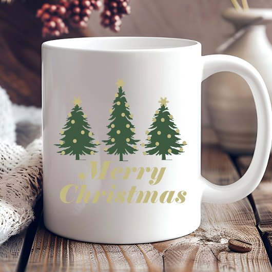 飾られた松の木のホリデー クリスマスのアイデア コーヒーマグカップ