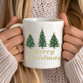 飾られた松の木のホリデー クリスマスのアイデア コーヒーマグカップ