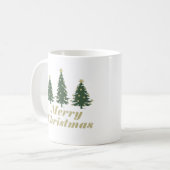 飾られた松の木のホリデー クリスマスのアイデア コーヒーマグカップ (正面左)