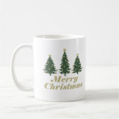 飾られた松の木のホリデー クリスマスのアイデア コーヒーマグカップ (左)