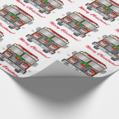 飾られた消防車のメリークリスマス ラッピングペーパー (角)