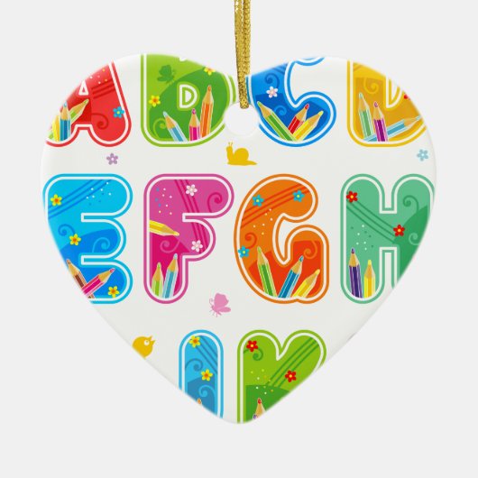 飾られたABCセット、手紙のAL セラミックオーナメント (正面)