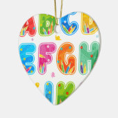 飾られたABCセット、手紙のAL セラミックオーナメント (左)