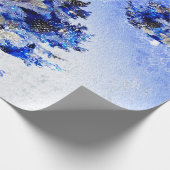 飾られる青いクリスマスツリー ラッピングペーパー (角)