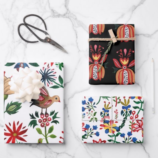 飾りウクライナの花 ラッピングペーパーシート (正面)