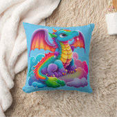 飾りカラフルドラゴン漫画ブルー クッション (ブランケット)