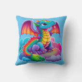 飾りカラフルドラゴン漫画ブルー クッション (裏面)