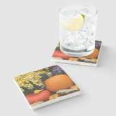 飾りカラフル秋のカボチャ ストーンコースター (横)