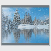 飾りクリスマスオーナメントと雪 ラッピングペーパー (フラット)