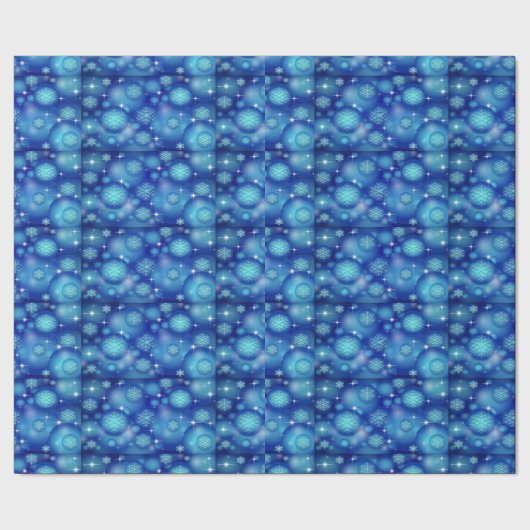 飾りクリスマスオーナメントと雪 ラッピングペーパー (シーム)