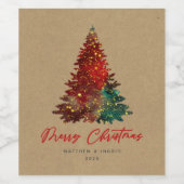 飾りクリスマスツリーメリークリスマス ワインラベル (シングルラベル)