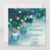 飾りスタイリッシュ付けクリスマスバースデーパーティー 招待状 (正面)