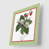 飾りストロベリーキッチン壁時計 スクエア壁時計 (傾斜)