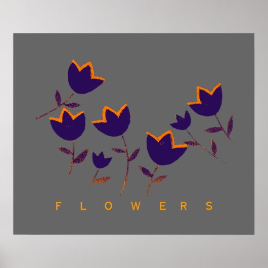 飾りチューリップ花プリント ポスター (正面)