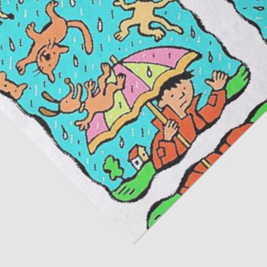 飾りティッシュペーパーの雨の猫と犬 薄葉紙 (詳細)