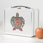 飾りフローラウミガメ線画 メタルランチボックス (インサイチュ)