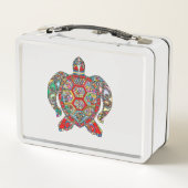 飾りフローラウミガメ線画 メタルランチボックス (裏面)